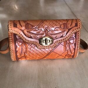 Vintage Handcrafted Tan Leather Small Bag